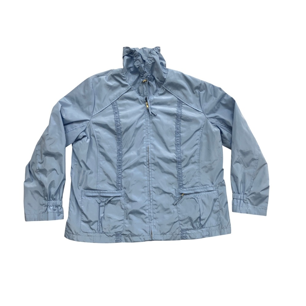 Zenergy‎ by Chico's Light Blue Full Zip Hooded Windbreaker Jacket Women's Size 3